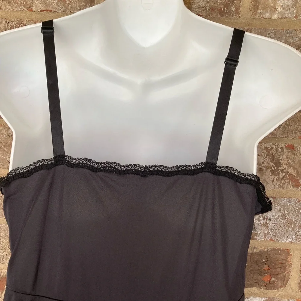 Vintage Shadowline Slip Dress Black Sz 36M Nylon Made in USA - Picture 5 of 9